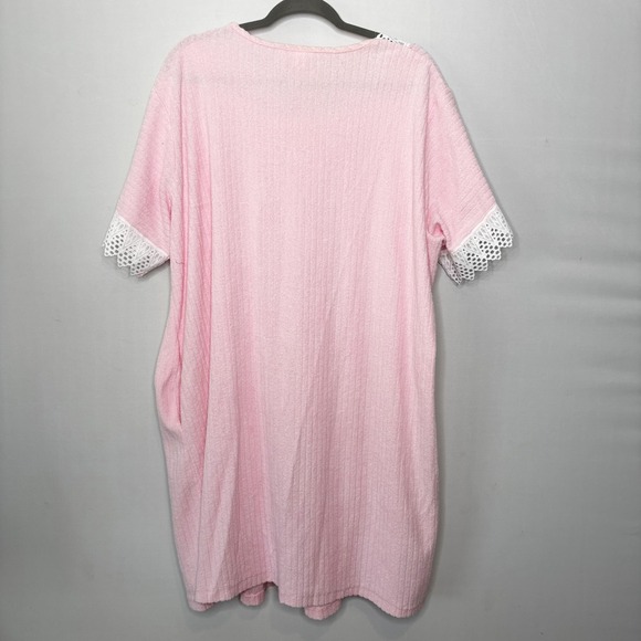 Vintage Roamans Pink Lace Trim Day Robe Nightgown Dress Size 1X Textured Stripe - Picture 8 of 11